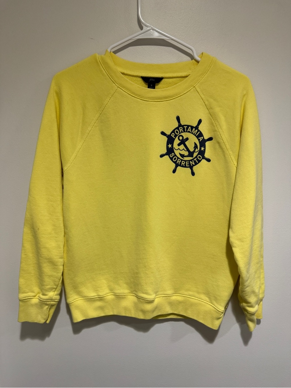 J. Crew Yellow Crewneck Sweatshirt with Nautical Emblem